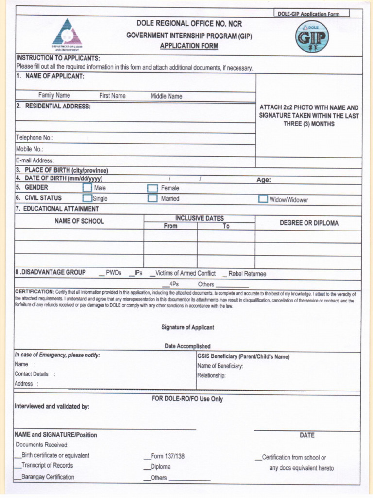 Form A Dole F.O | PDF