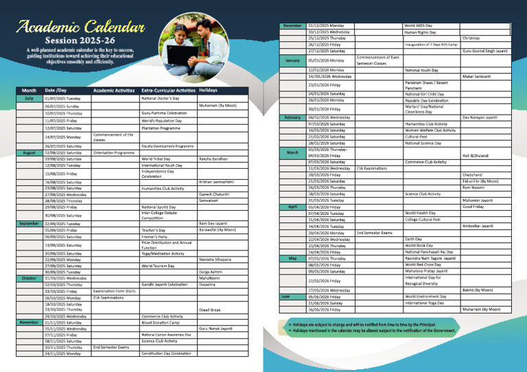 Academic Calendar2025 26 | PDF