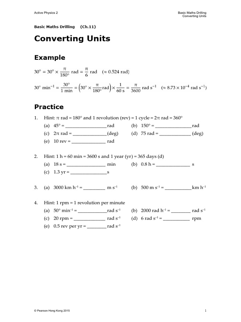 11 Basic Maths - Converting Units 2 | PDF