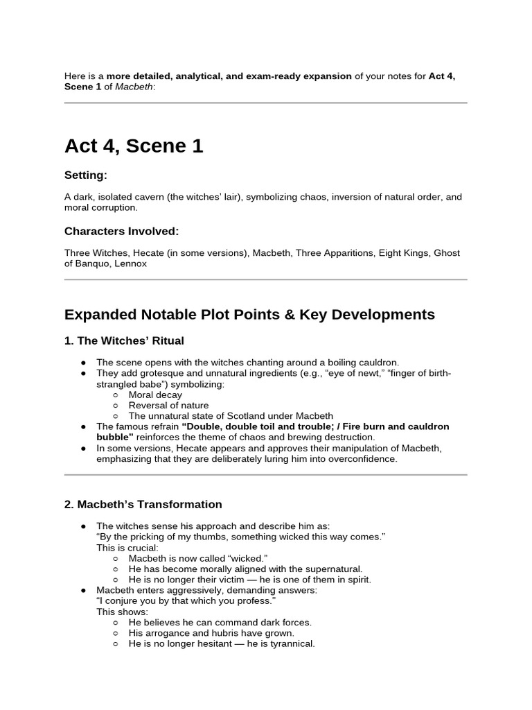 Macbeth - Act 4 | PDF | Macbeth