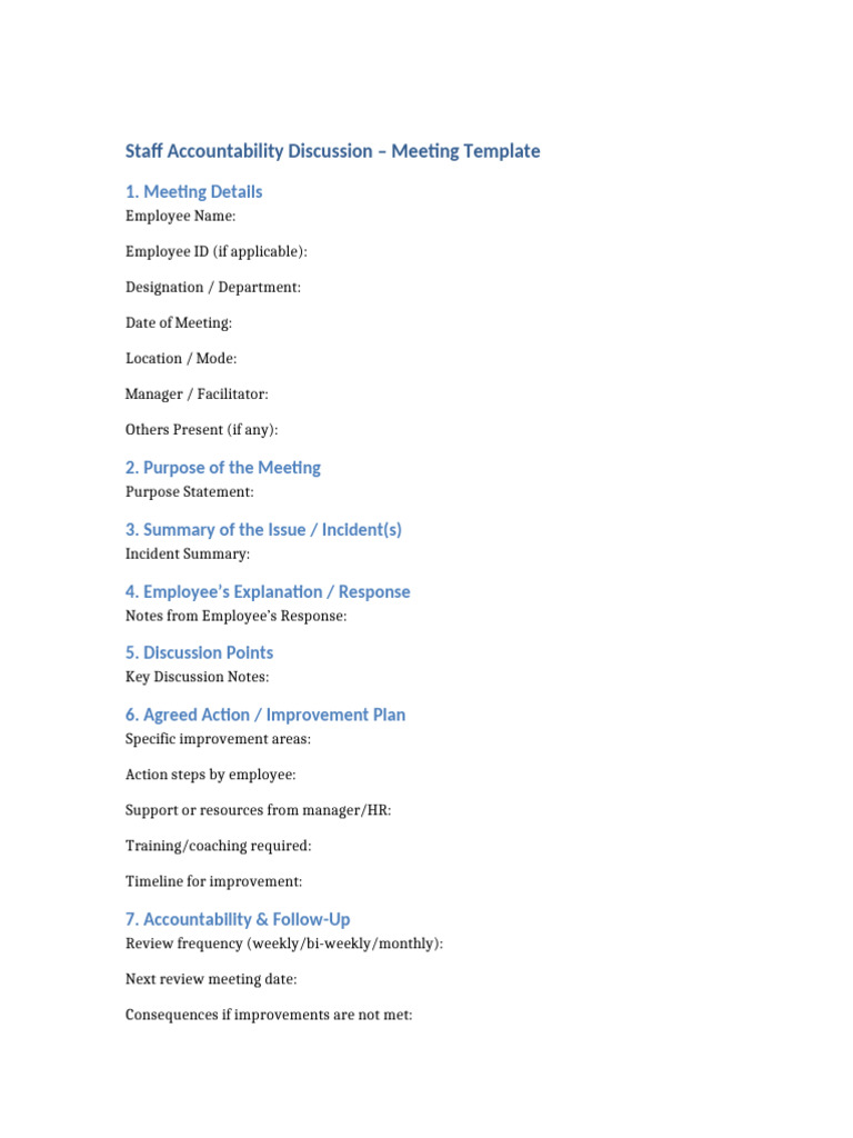 Staff Accountability Discussion Template | PDF