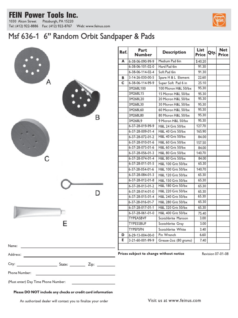 MSF - 636-1 Sandpaper - Pads Specification Sheet | PDF | Wood Products ...