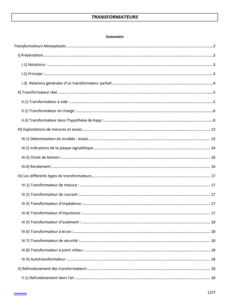 Cours - Bases de l'ET - GEII 1 - Partie B - Les Transformateurs | PDF ...