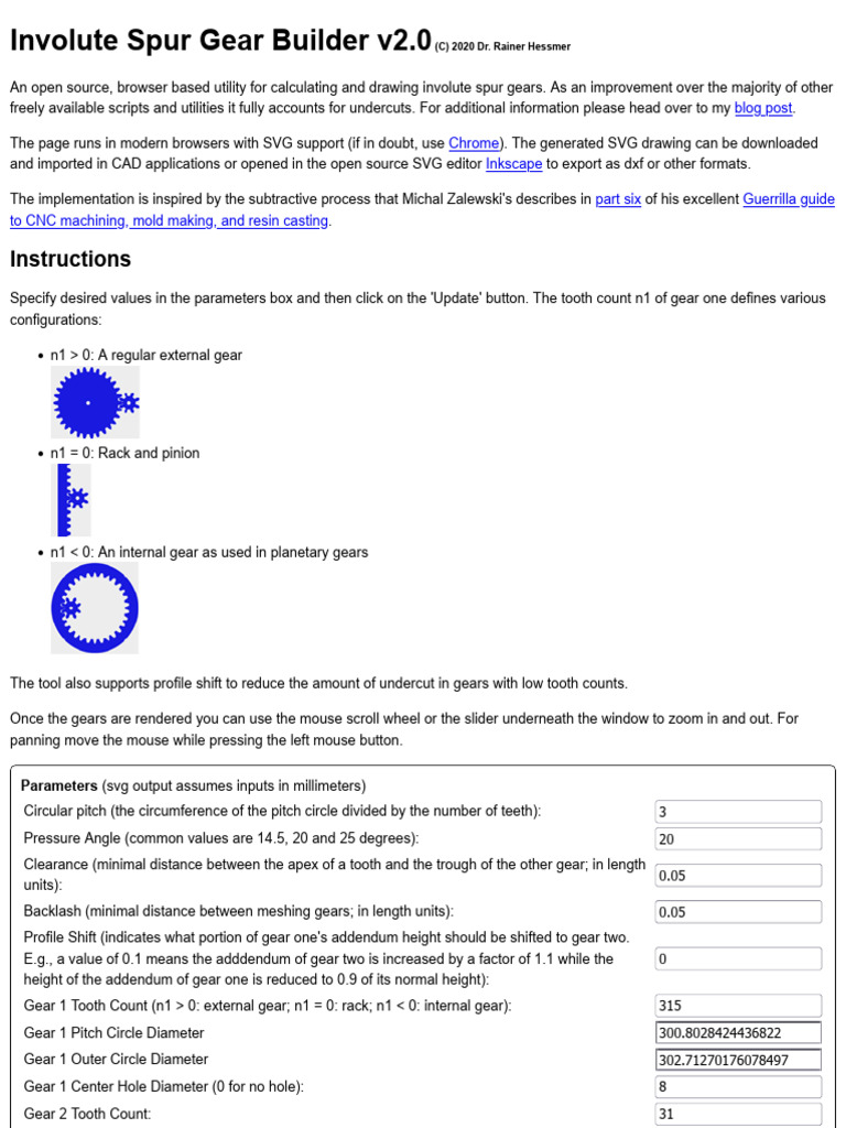 Involute Spur Gear Builder | PDF | Gear | Computing