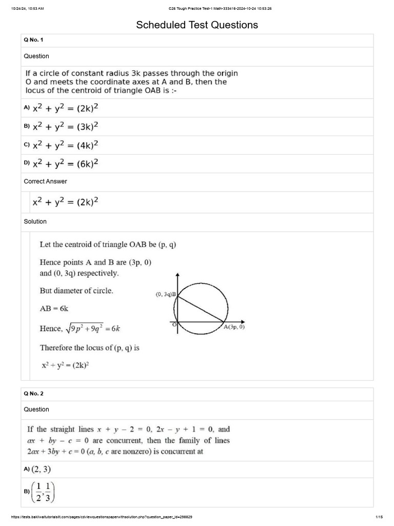 C26 Tough Practice Test-1 Math | PDF
