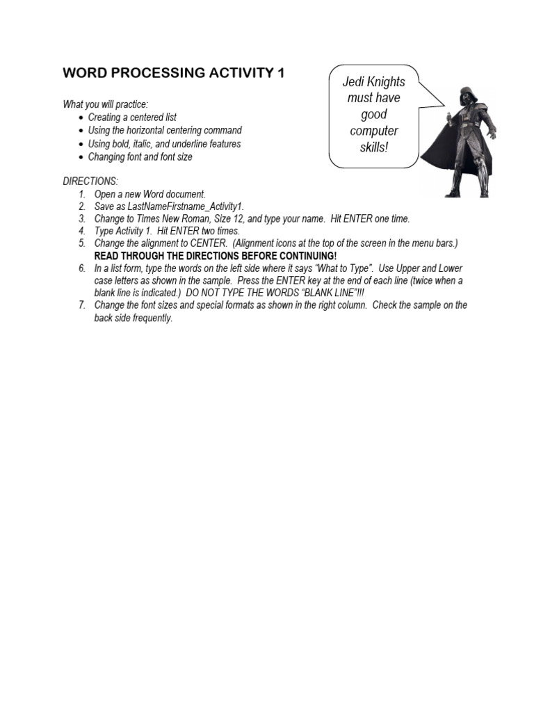 Word Processing Activity 1. | PDF | Typefaces | Typography