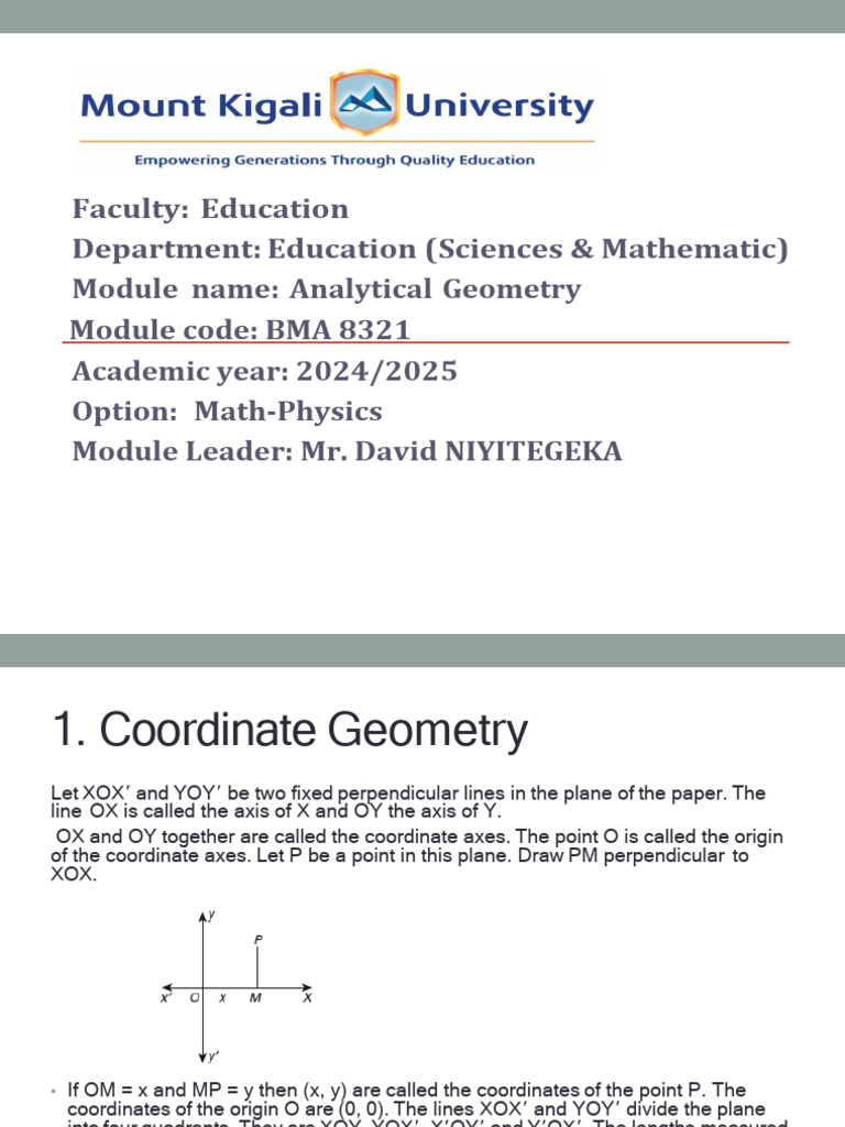 BMA8321-Analytical Geometry | PDF | Ellipse | Coordinate System