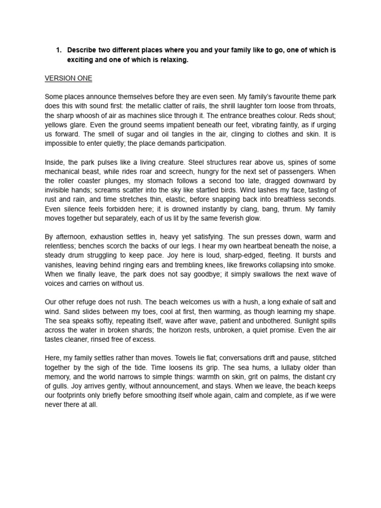 O Level English Descriptive Models | PDF | Wound | Sea