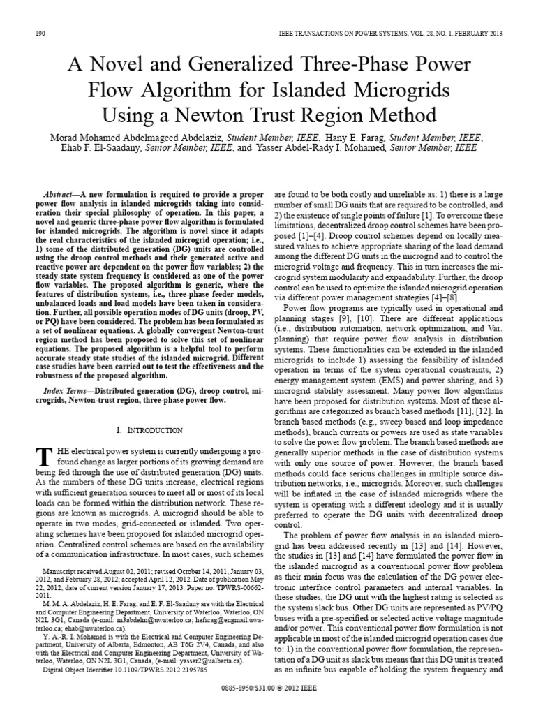 Newton Trust Method Power Flow - 041446 | PDF | Power Electronics ...