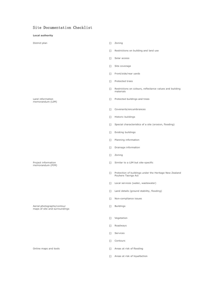 Site Documentation Checklist | PDF | Flood | Earth Sciences