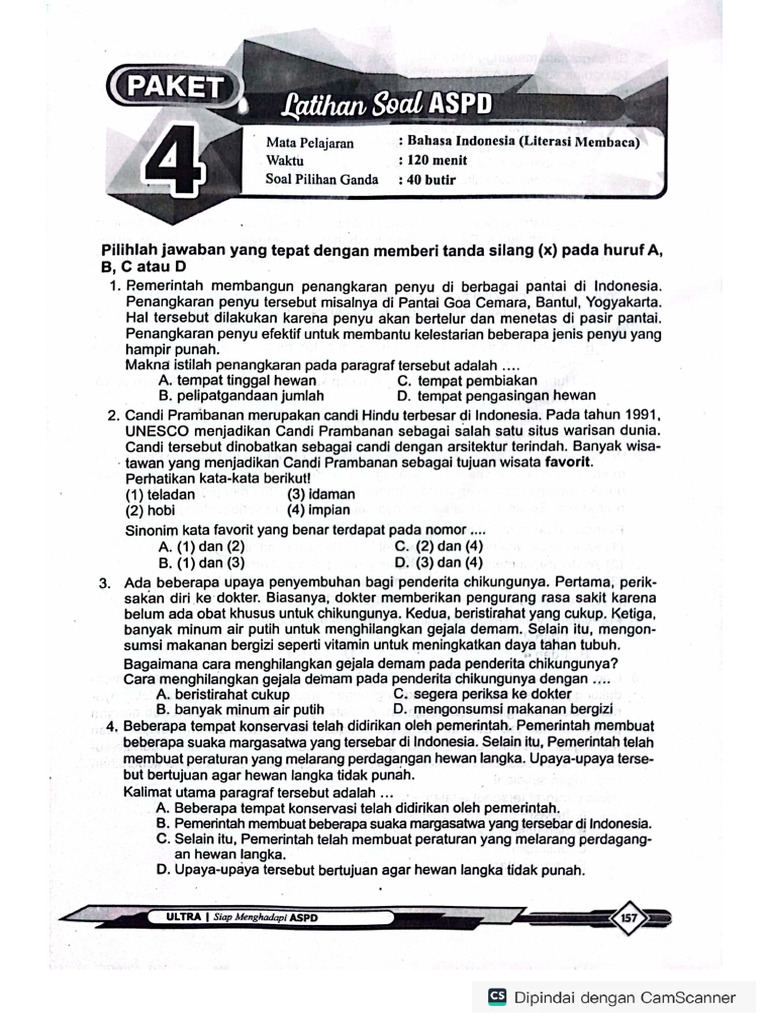 Latihan ASPD - B Indonesia - Paket 4 | PDF
