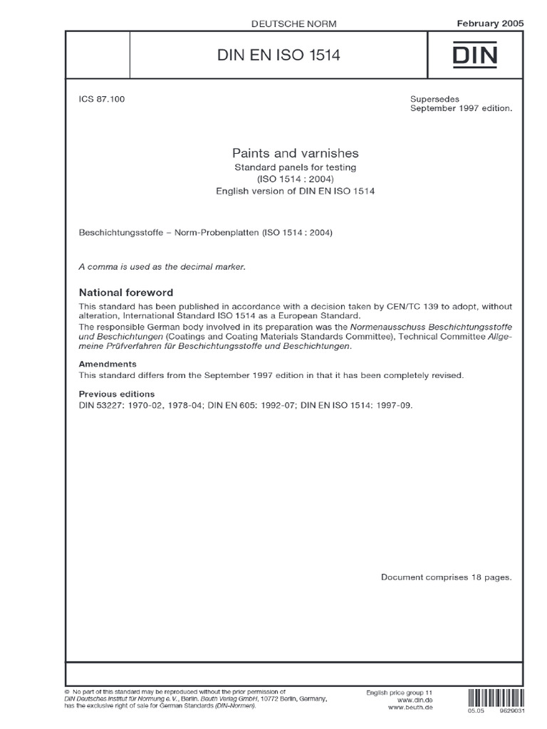 ISO 1514 2005 Testplate | PDF