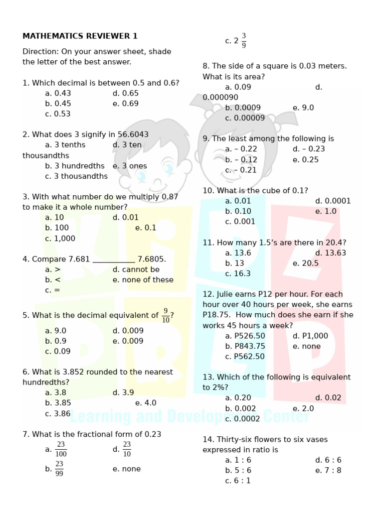 Mathematics Reviewer 1 | PDF | Chess Theory | Chess