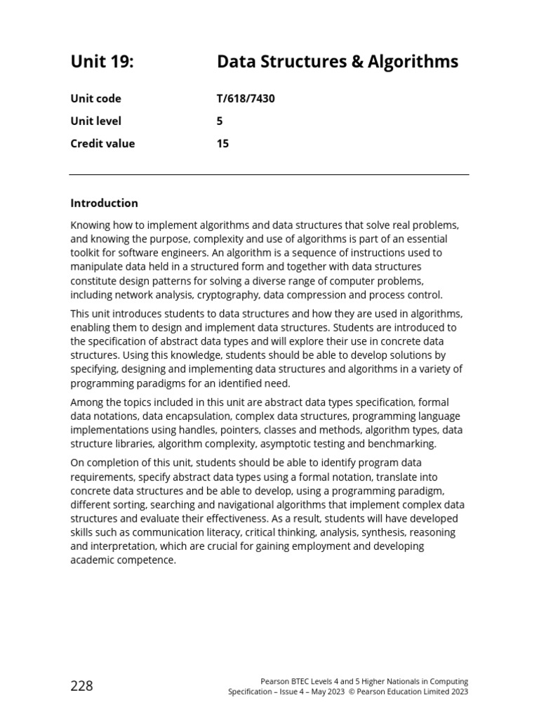 Unit 19 Data Structures and Algorithms | PDF | Computer Programming ...