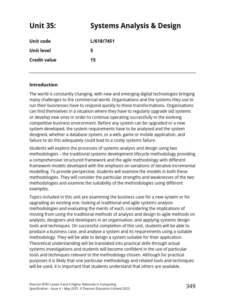 Unit 35 Systems Analysis & Design | PDF