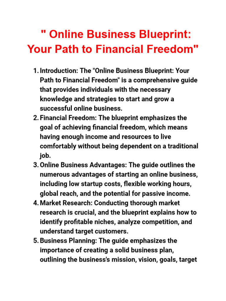 Online Business Blueprint - Your Path To Financial Freedom | PDF ...