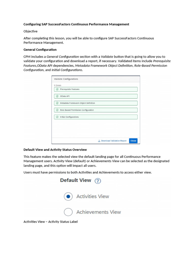 Configuring SAP SuccessFactors Continuous Performance Management | PDF ...
