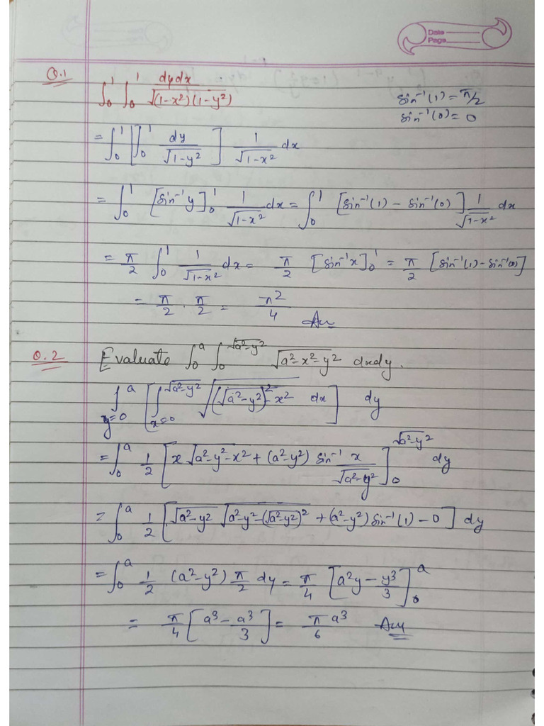 M-1 (Unit-2) Multiple Integral (Extra Example) . | PDF