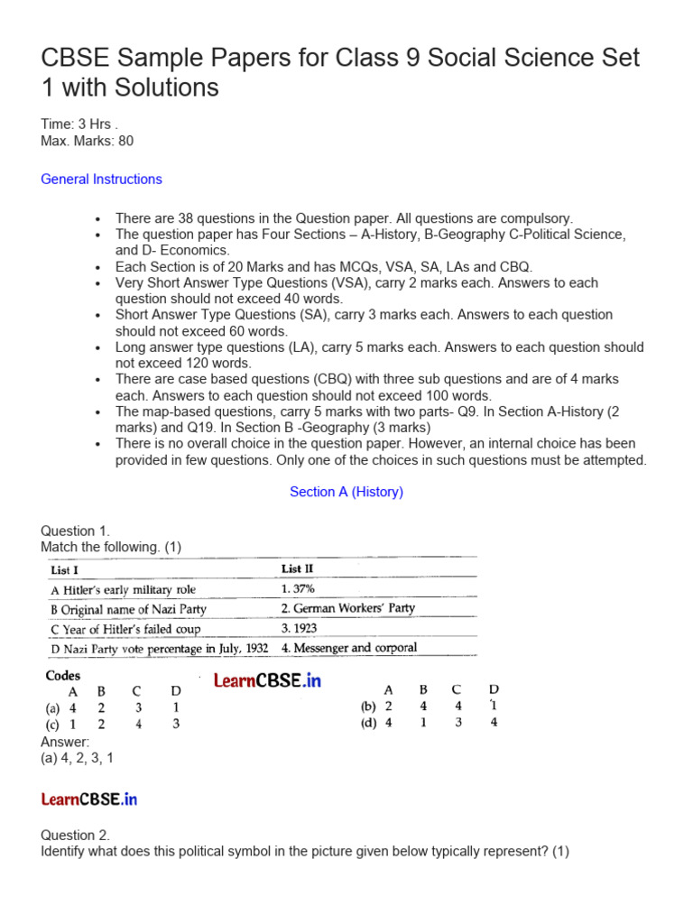SST Sample Paper With Solution | PDF | Reign Of Terror | Wound