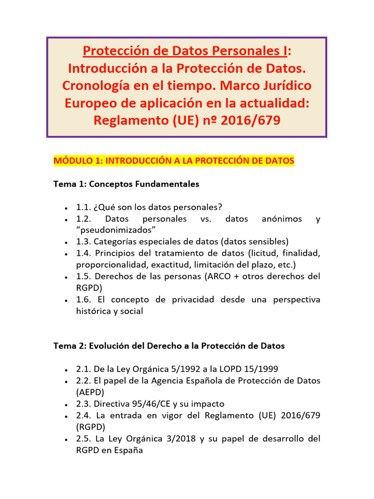 Protección de Datos Personales I_ RGTO 2016_679 FINAL | PDF ...