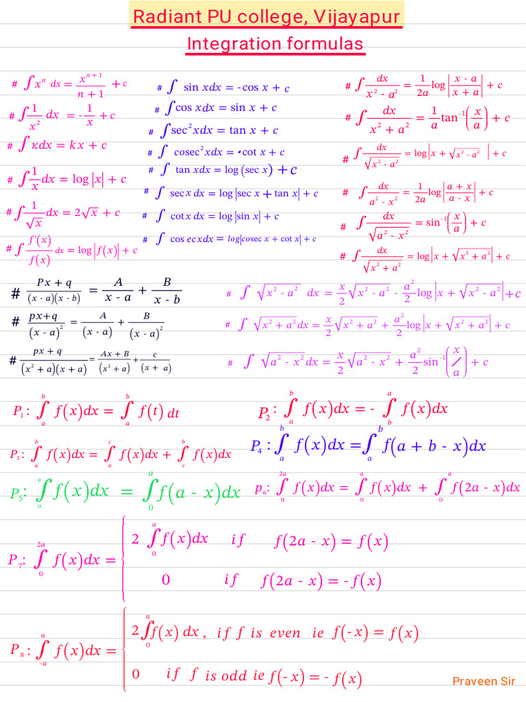 Integrals All Formulas | PDF