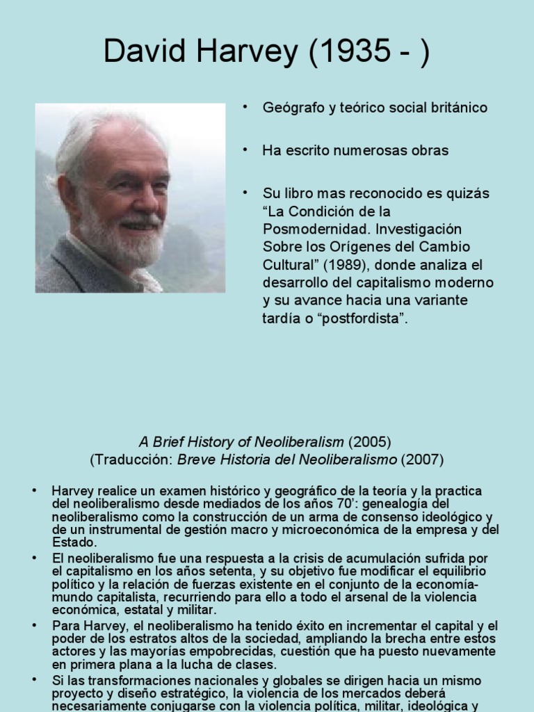 David Harvey Pdf Neoliberalismo Estado Política