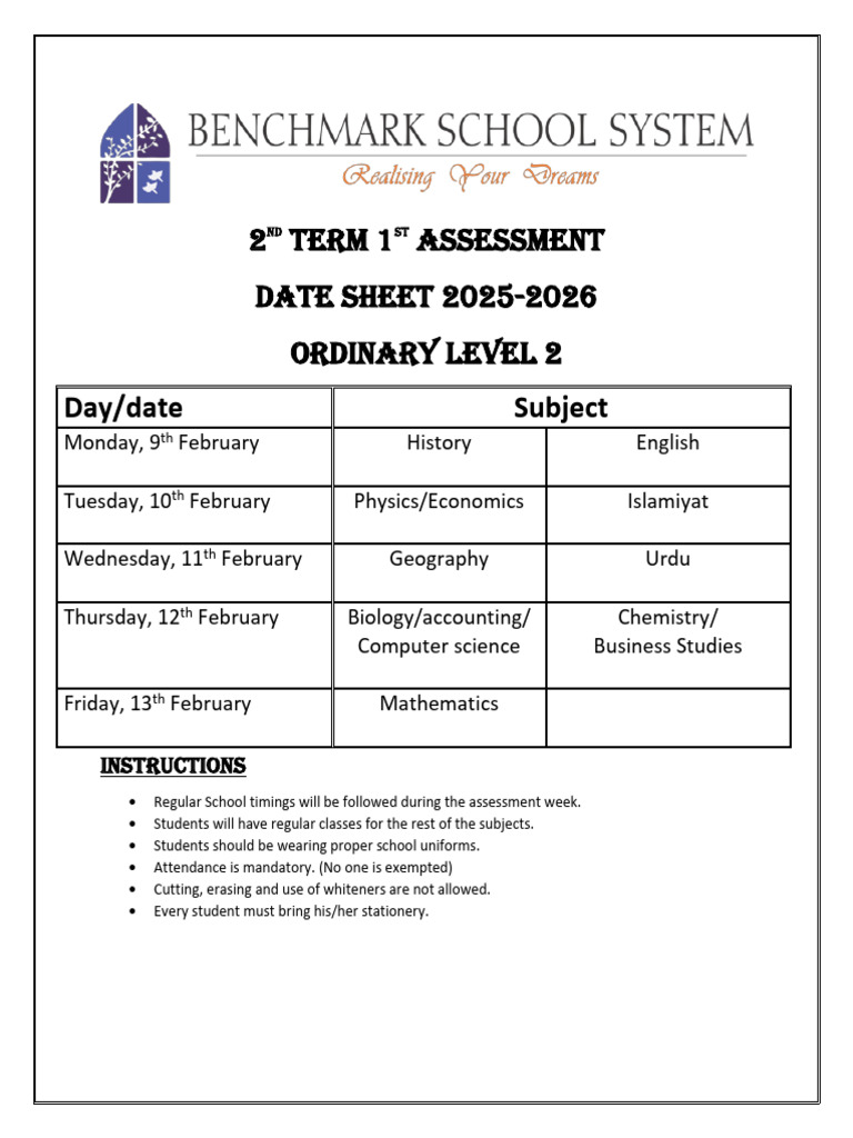 Second Term 1st Assessment O-II | PDF