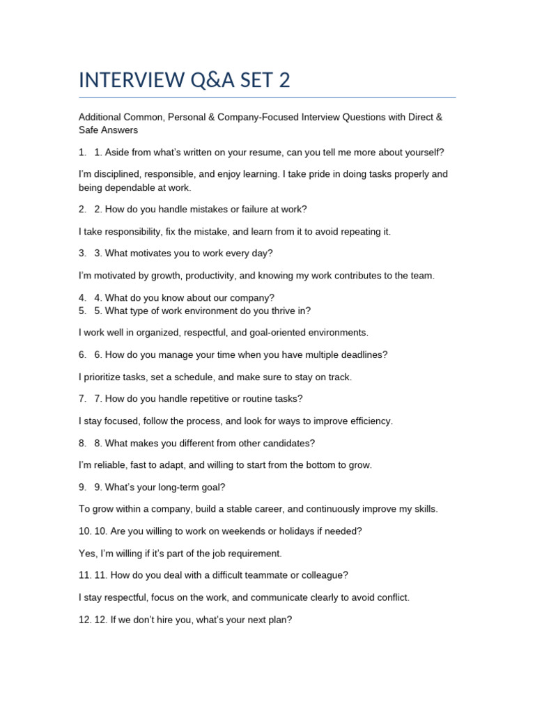 Interview QA Set2 | PDF
