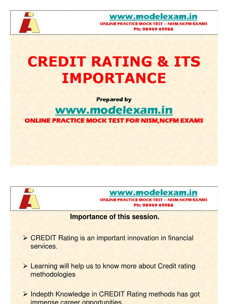 What Is Credit Rating? NISM, NCFM, AMFI MOCK TEST AT WWW - MODELEXAM.IN ...