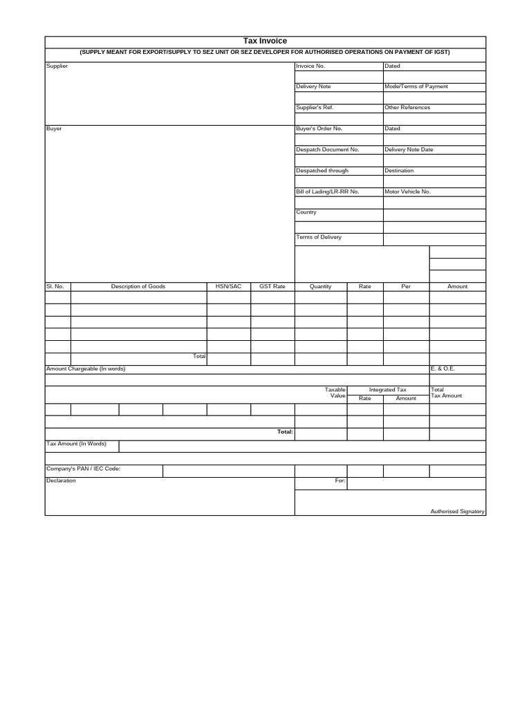 Export Invoice Format 01 | PDF