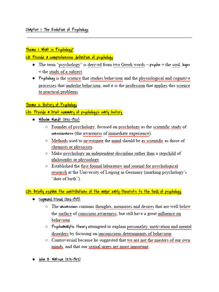 Chapter 1 - The Evolution of Psychology | PDF | Psychology ...