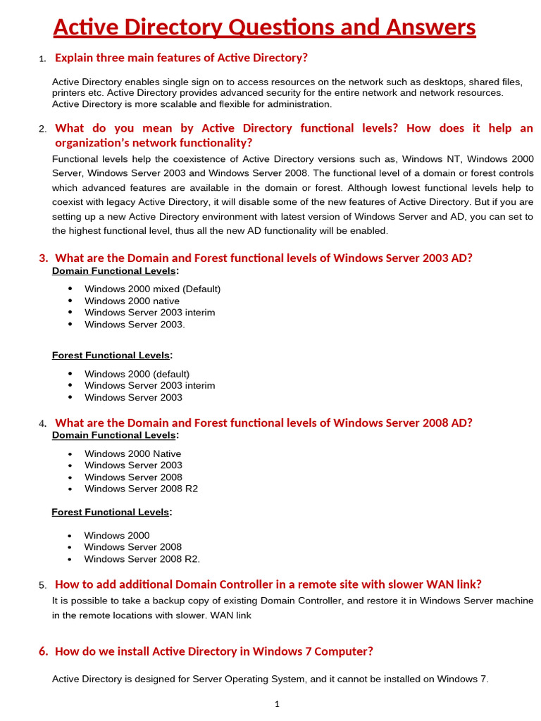 AD Questions | PDF | Active Directory | Windows 2000