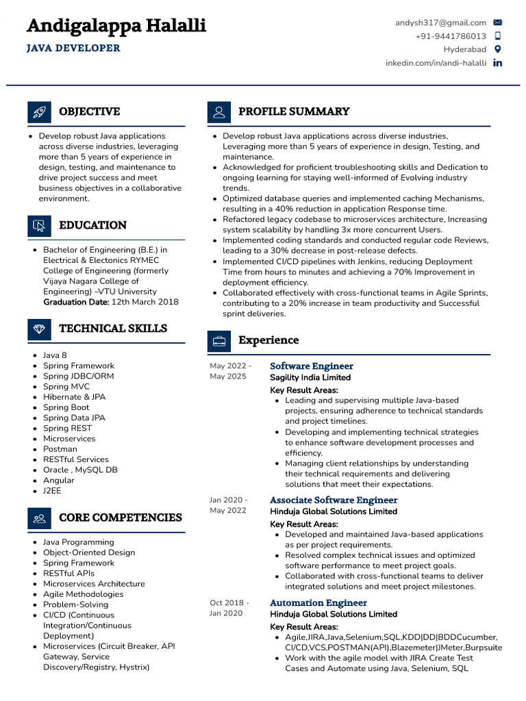 Andigalappa Resume | PDF | Java (Programming Language) | Spring Framework