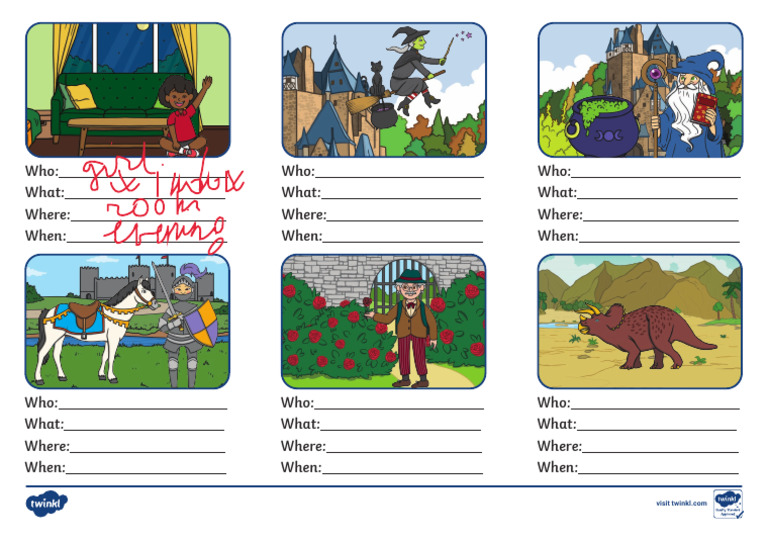 T L 5666 Who What Where When Sentence Building Activity Sheet Ver 2 | PDF