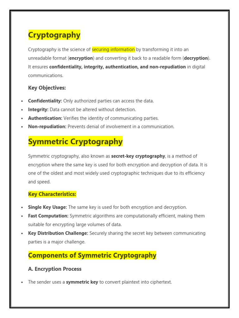 Symmetric and Asymmetriccryptography | PDF | Key (Cryptography ...