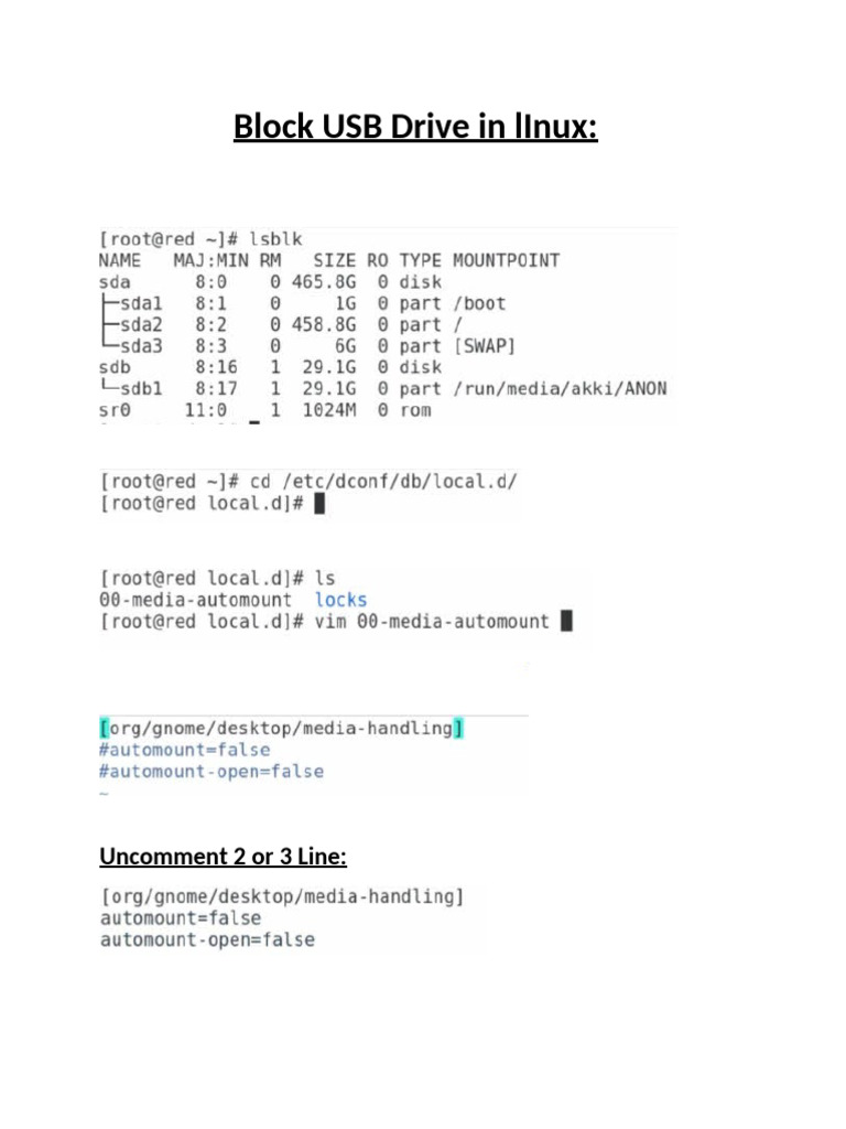 Block USB Drive in LInux | PDF