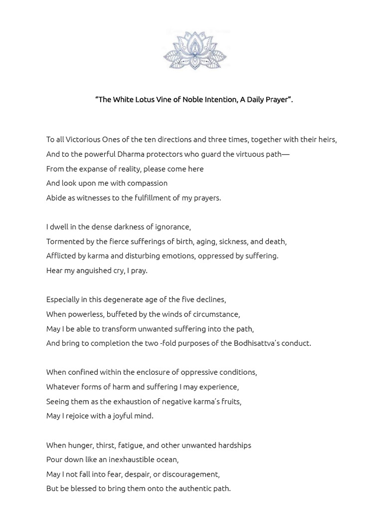 White Lotus Vine of Noble Intention | PDF | Karma | Bodhisattva