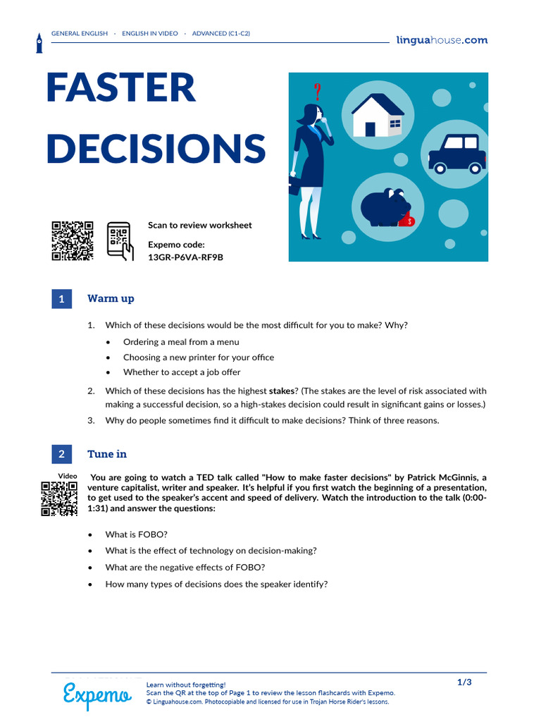 Faster Decisions British English Teacher Ver2 | PDF | Word | Question