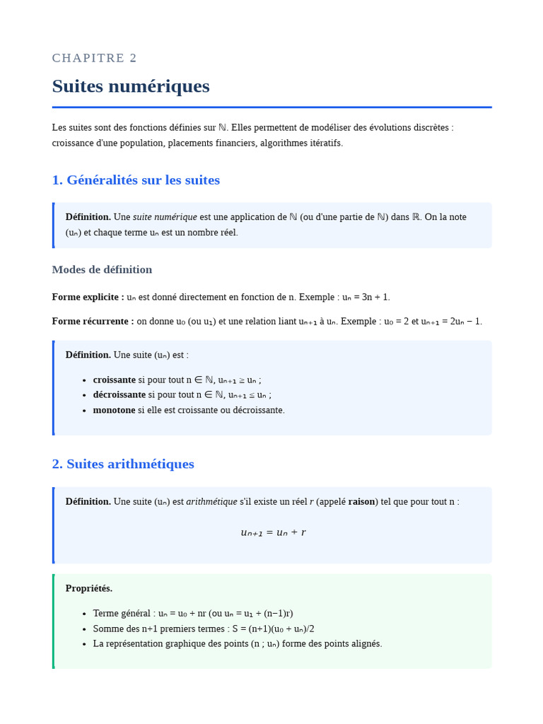 Ch02 Suites | PDF | Séquence | Mathématiques discrètes