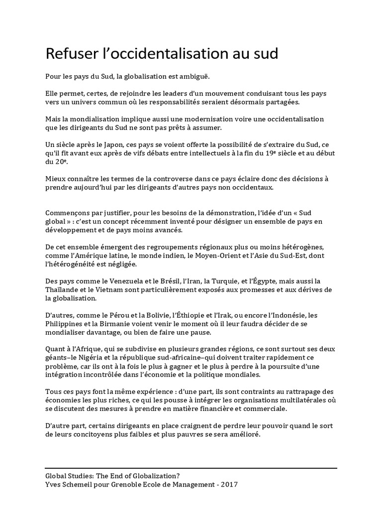 Refuser L Occidentalisation Au Sud | PDF | État | Japon