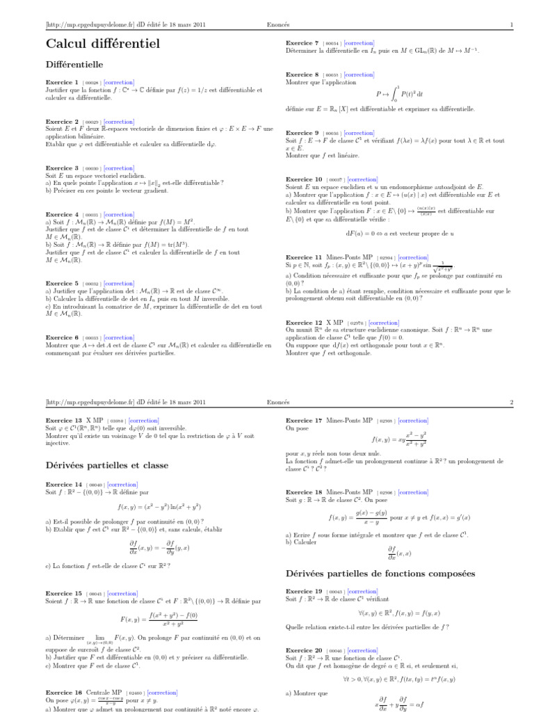 Calcul Diff Rentiel | PDF | Variété différentielle | Espace euclidien