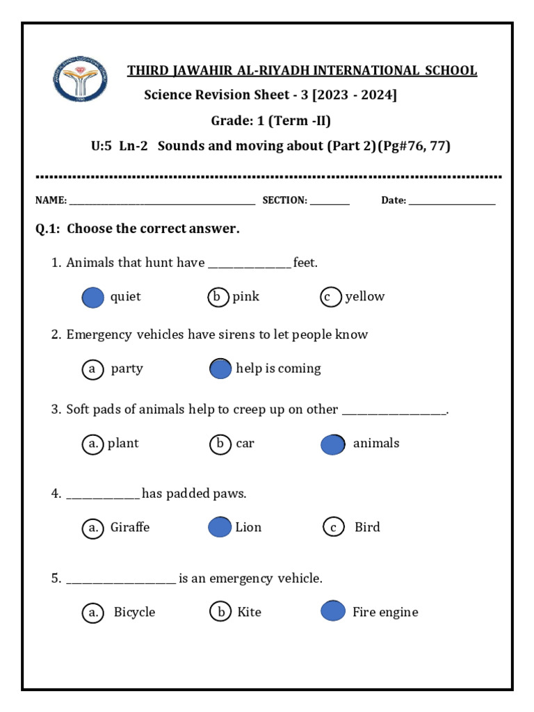 G1 - Science Revision Sheet No 1024637554 | PDF