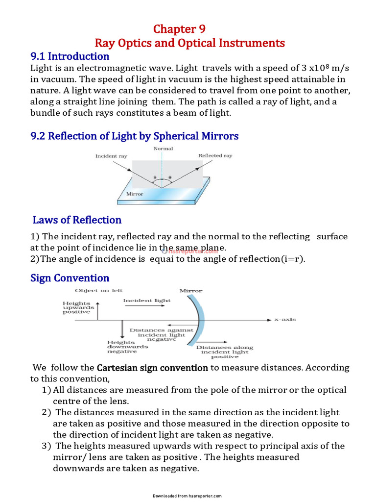Plus Two Physics Notes Ch-9 Ray Optics and Optical Instruments ...