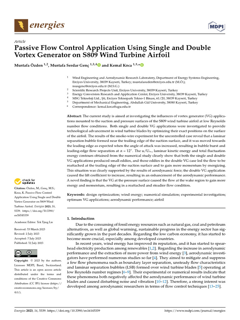 Passive Flow Control Application Using Single and Double | PDF ...