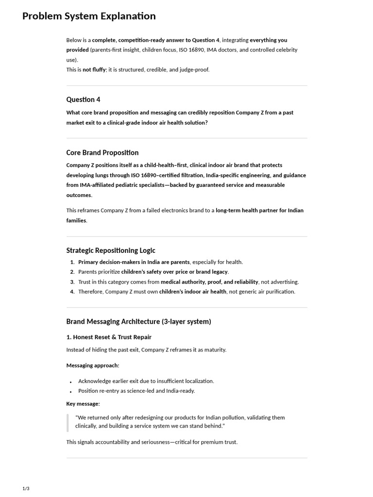 Problem System Explanation | PDF | Brand | Credibility