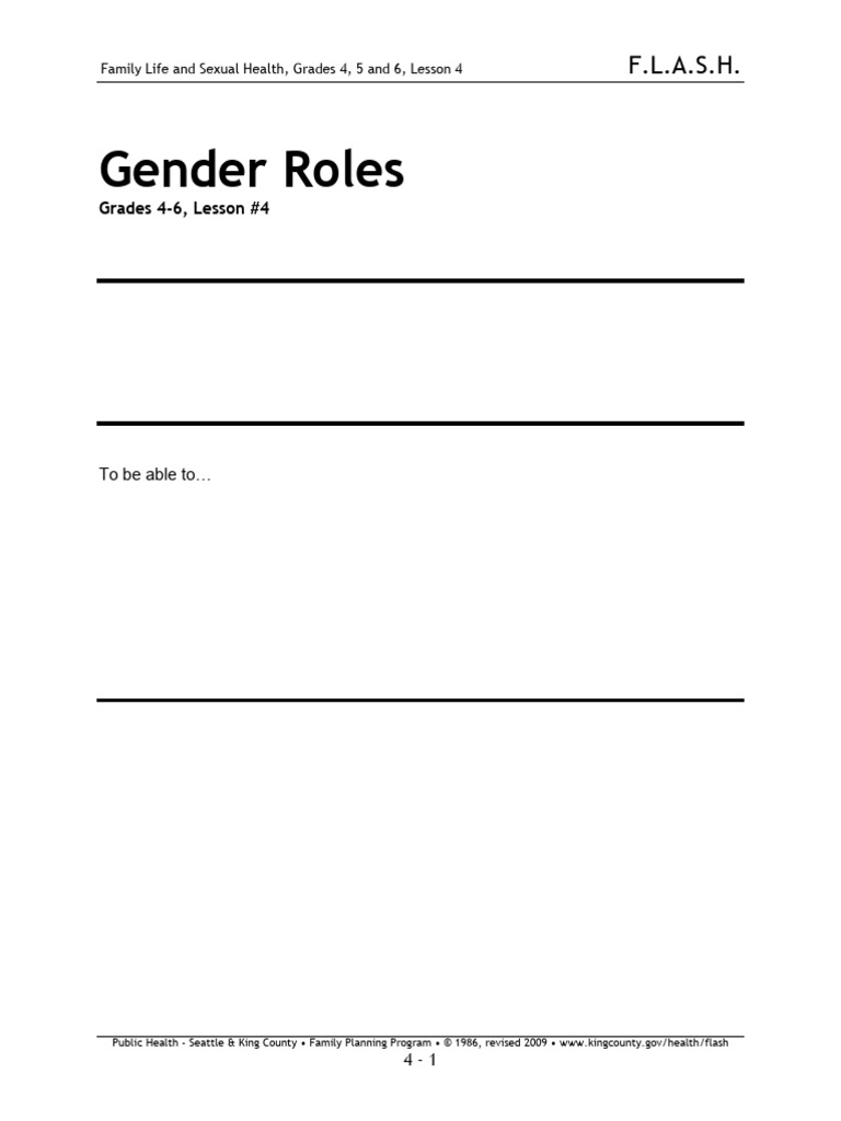 Grades 4-6 Lesson4 2009 | PDF | Gender Role | Gender