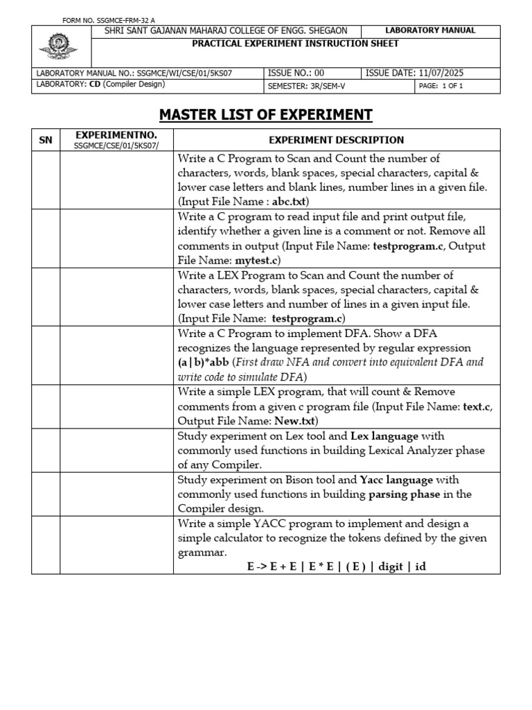 3R CD Lab CMM 2025 2026 | PDF | Compiler | Computer Science