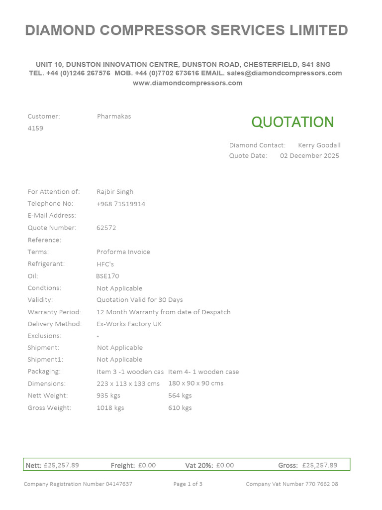 Quotation New - 62572 CSH 8573 NEW TYPE | PDF | Equipment | Mechanical ...