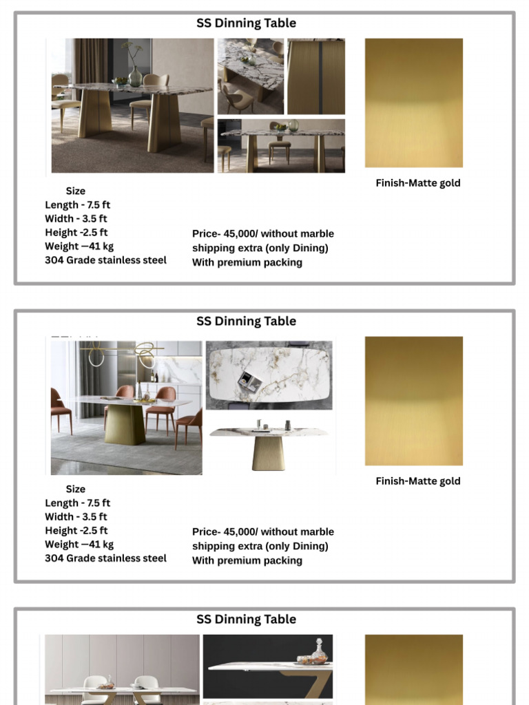Dining Table Price List | PDF