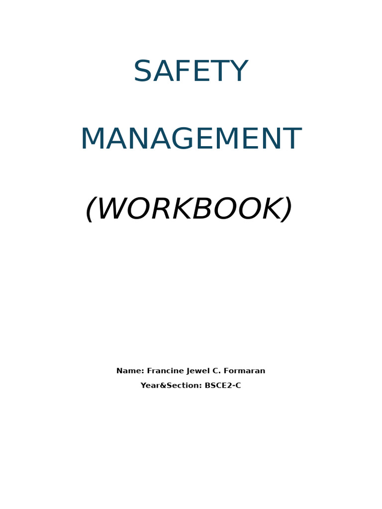 WORKBOOK in Safety Management | PDF | Occupational Safety And Health ...